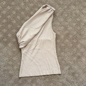 Elegant Cream One-Shoulder Top